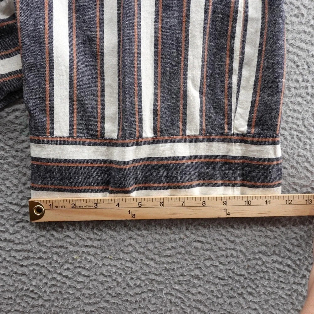 Banana Republic Blake Crop Pants Size 6‎ Linen Blend Striped Wide Leg Belted